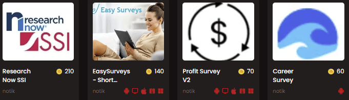Examples of paid surveys on RedMonkey