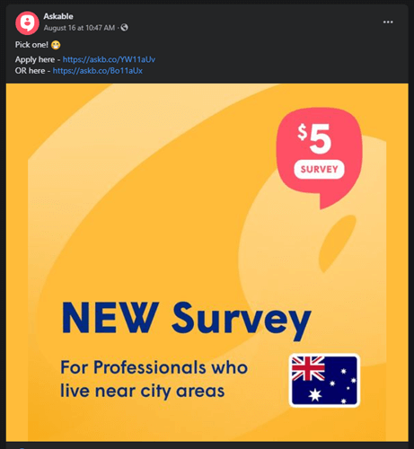 Paid research opportunities on Askable