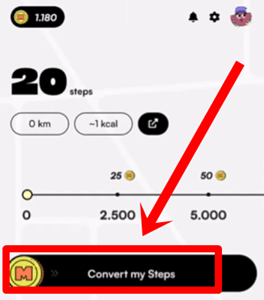 Claiming coins for steps in Macadam