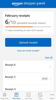 Uploading receipts on the Amazon Shopper Panel