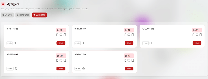 Paid surveys on Opinion Edge