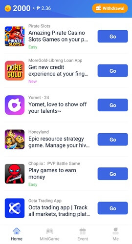 Tasks in the Tap Coin app