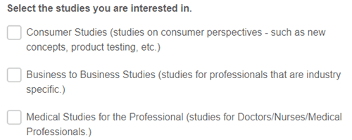 Types of studies from Focus Insite