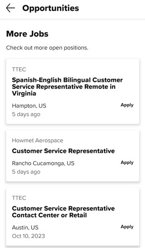 Job opportunities in the Goodwall app