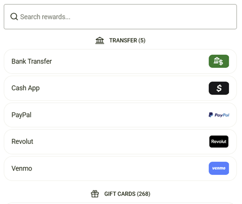 Five Surveys payout methods