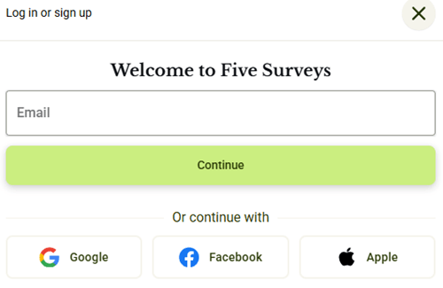 Five Surveys sign-up