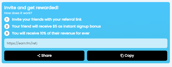 The EarnFM referral program