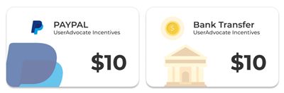 Payout options of UserAdvocate