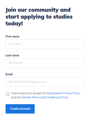 The Tandemz tester registration form