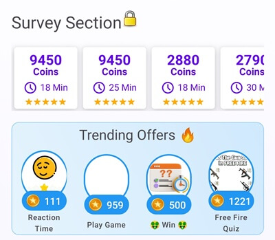 Offers and surveys on WinX