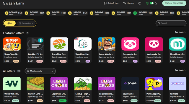 Offers in the Swash dashboard