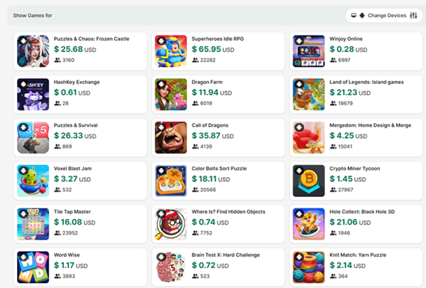 Game offers on TopSurveys