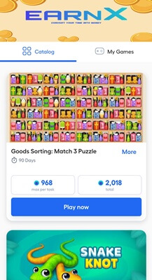 Playing games on EarnX