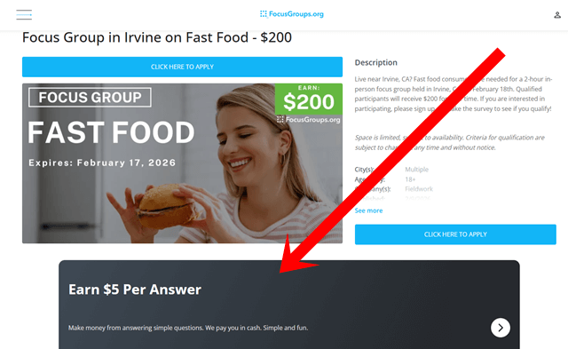 Ads in the FocusGroups.org dashboard
