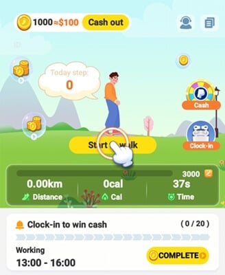Collecting coins for walking on Step Fitness Journey