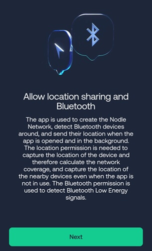 Nodle Cash asks for location sharing and Bluetooth