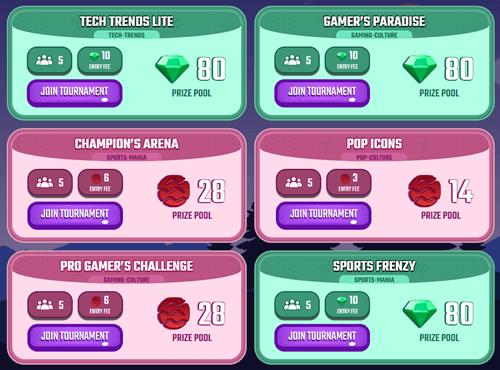 Quizmatch tournaments