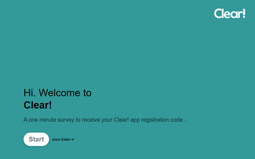 The Clear! registration survey