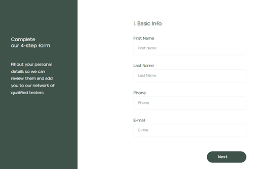 TestMate application form