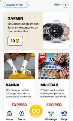 DEFIT in-app shop with discounts