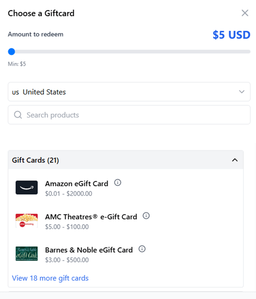 kGrid gift card payout options