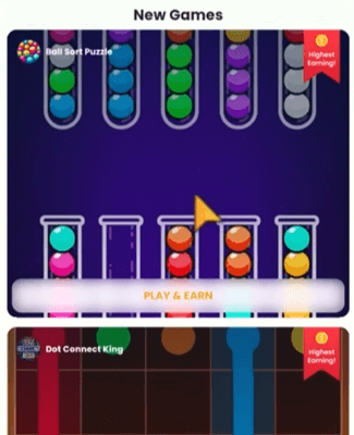 Featured games in the MoneyTime app