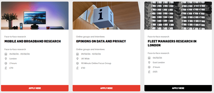 Research projects in the Take Part in Research dashboard