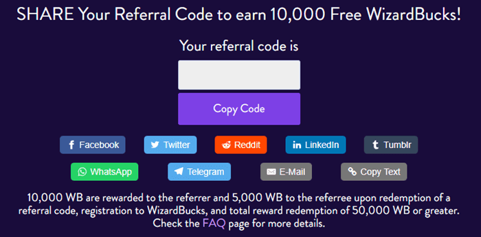 referral program of wizardbucks