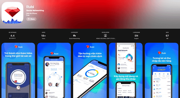 The Rubi app on Android and iOS