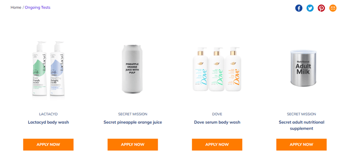 Product tests you can apply for on Try & Review