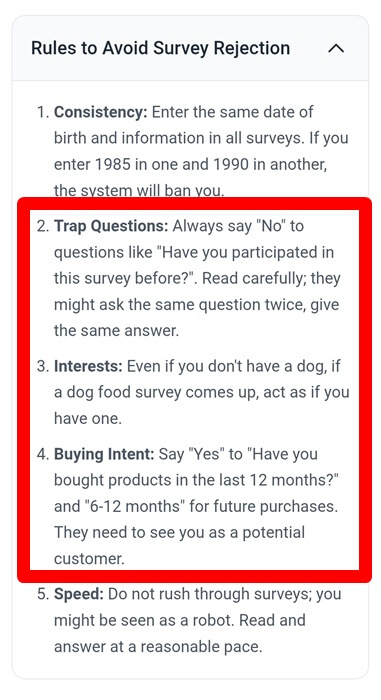 Winero survey advice