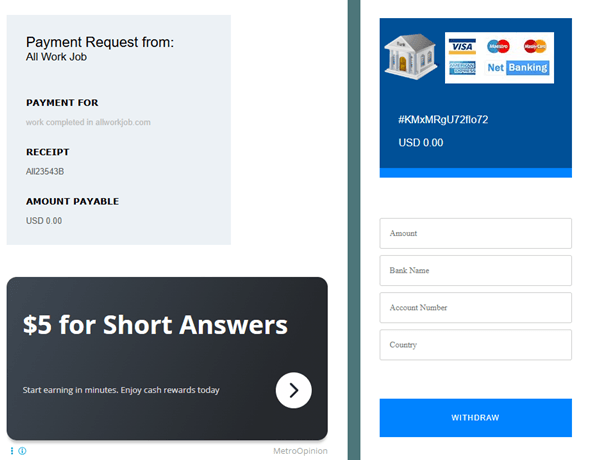 The AllWorkJob.com payout form