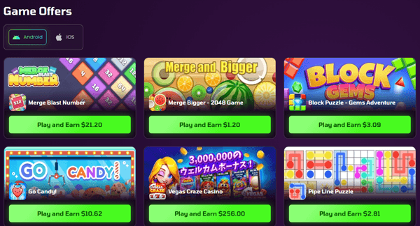 Games on Try Rewards