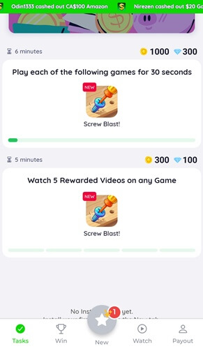 Money Cash daily tasks