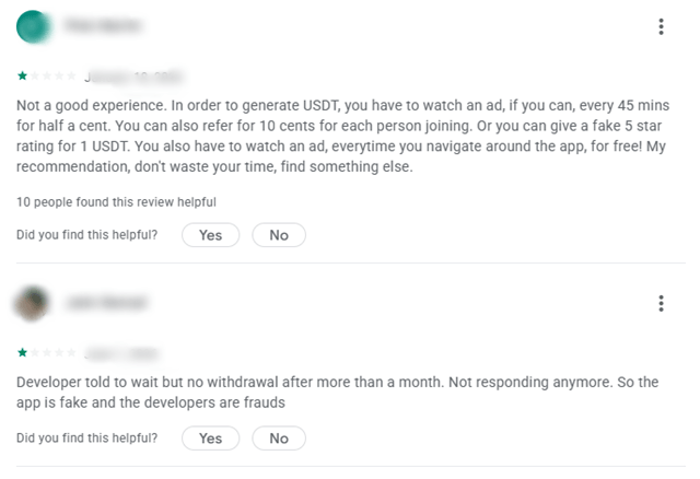 User complaints about Pluto USDT Miner withdrawals